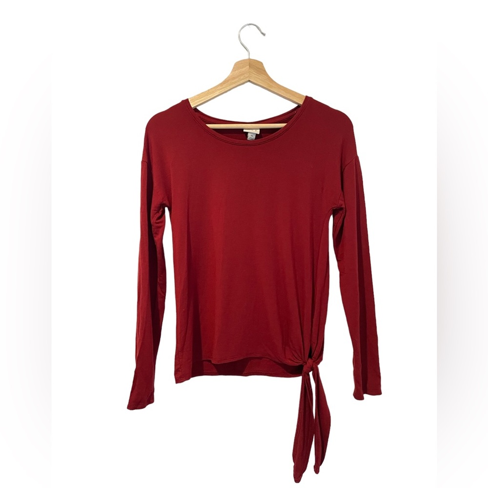 A New Day Red Long Sleeve shirt with Lower Waist Tie